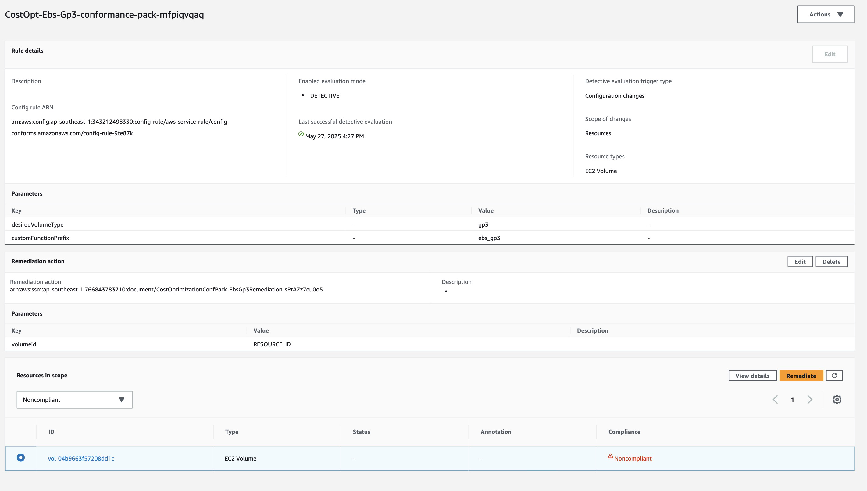 AWS Config Conformance Pack rule