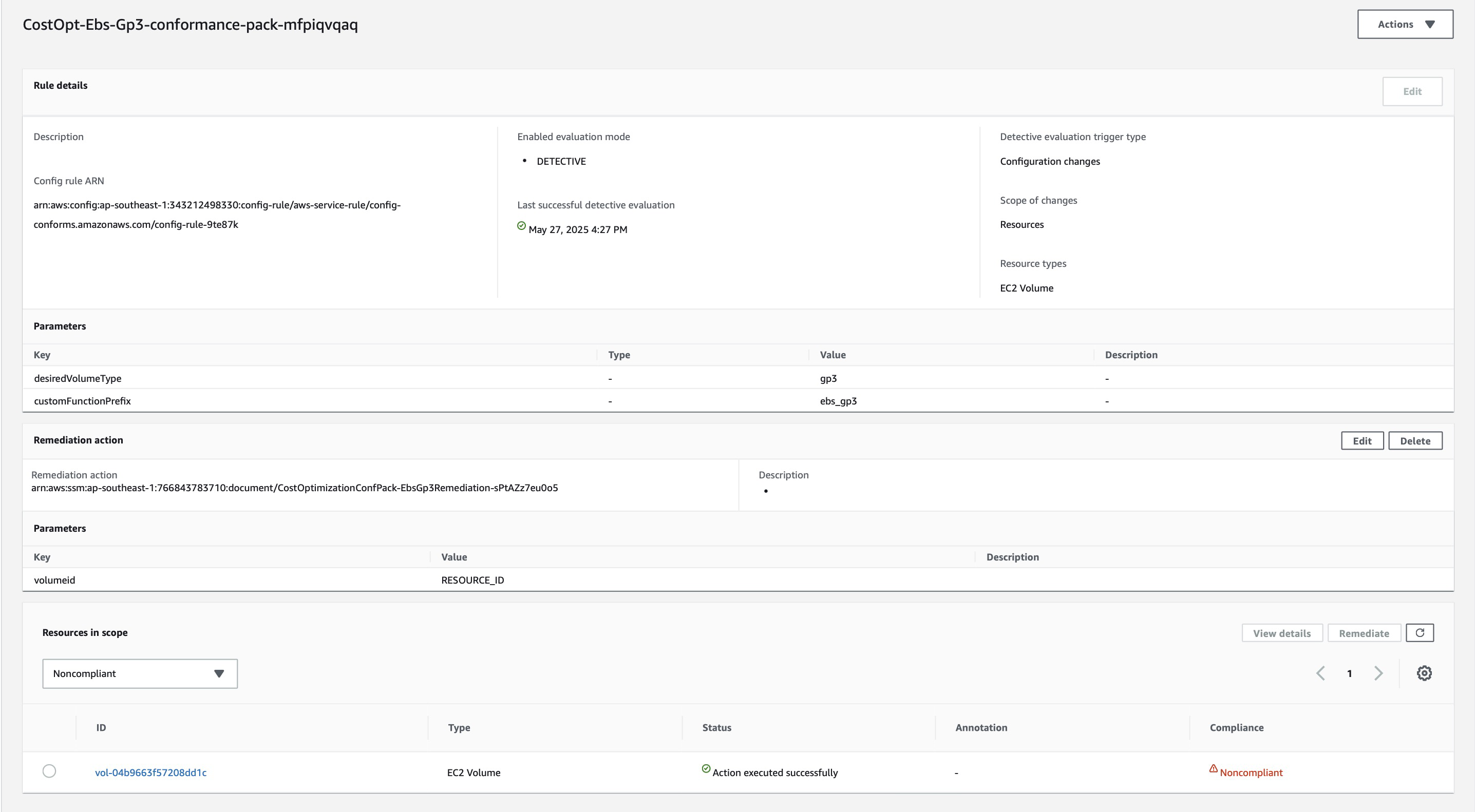 AWS Config Conformance Pack rule