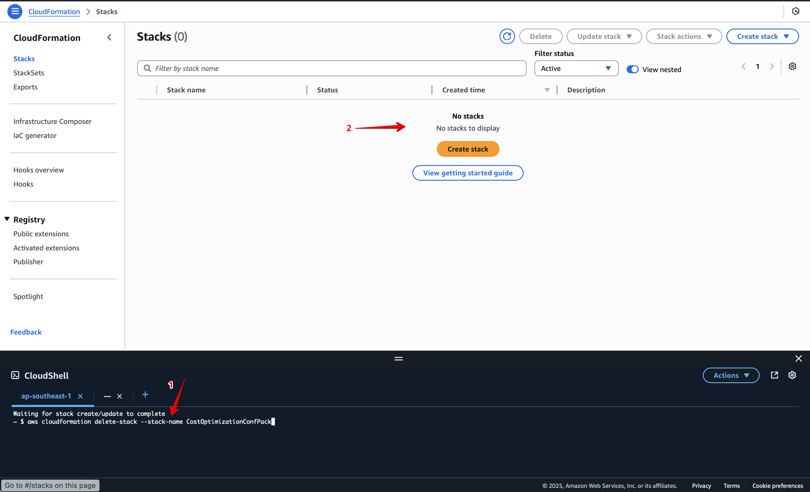 CloudFormation stack delete